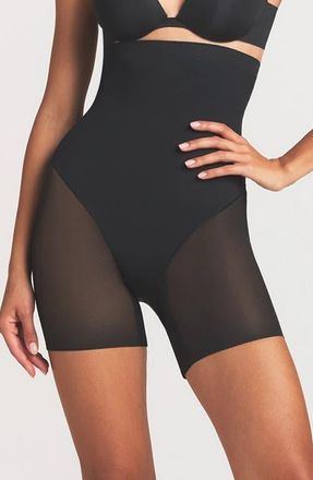 SKIMS Powermesh Zoned High Waisted Shorts in Onyx at Nordstrom, Size Xx-Small