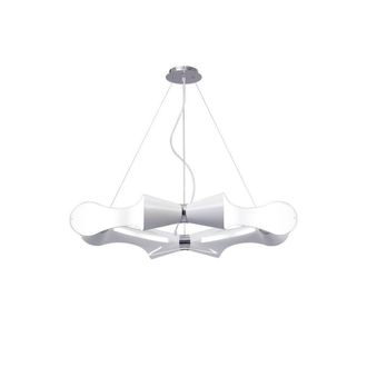 Netlighting Ora Pendant 8 Flat Round Light E27 Gloss White White Acrylic Chrome