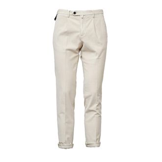 BRIGLIA 1949 Slim-fit Light Beige Trousers with Pinces and Practical Pockets
