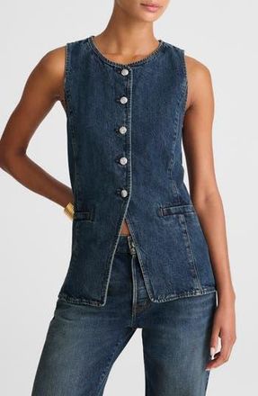 Madewell Crewneck Cutaway Denim Vest in Greendale Wash at Nordstrom Rack, Size 00