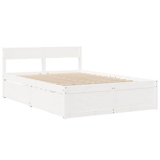 vidaXL Estructura De Cama Sin Colch&oacute;n Madera Maciza Blanca 120x190 Cm Vidaxl