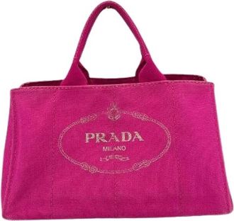Prada Pre-owned Canapa Tote Bag - Dames - Vintage Shopper - Roze - ONE Size - Leer - Vintage
