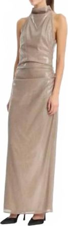 Rotate Sequins Maxi Slit Dress In Beige
