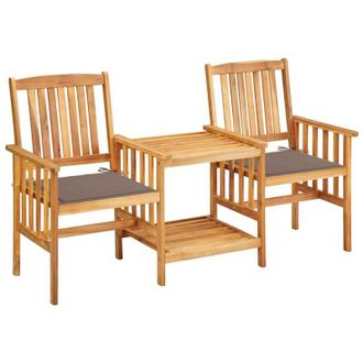vidaXL Sillas Y Mesita De Jard&iacute;n Con Cojines Madera Maciza Acacia Vidaxl