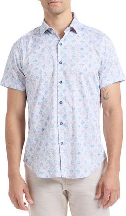 Robert Graham Greatorex Abstract Print Short Sleeve Button-Up Shirt in Multi at Nordstrom, Size Xxx-Large