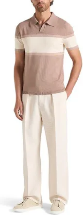 Mani&egrave;re De Voir Enzo Colour Block Polo Top in Taupe at Nordstrom, Size X-Small