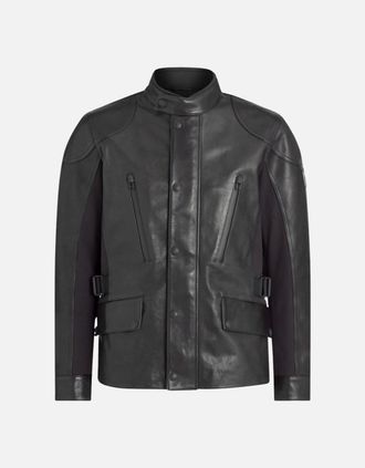 Belstaff Mens Belstaff Mailstrom Black Leather Motorcycle Jacket - Size: 42/Regular