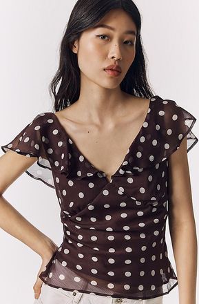 Maeve Sheer Flutter-Sleeve Top