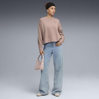 Puma Felpa girocollo HER dal taglio morbido da donna, Abbigliamento, Beige, XL