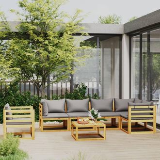 vidaXL 7 Pcs Garden Lounge Set Con Almohadillas Masivas