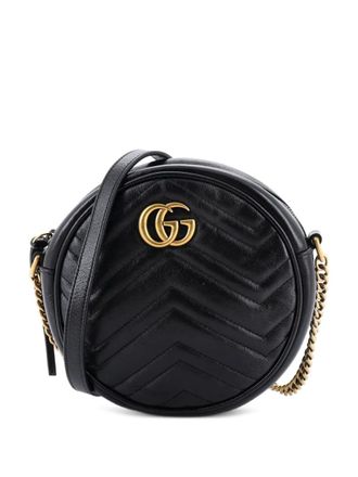 Gucci GG Marmont Round Shoulder Bag Matelasse Leather Mini crossbody bag - Black