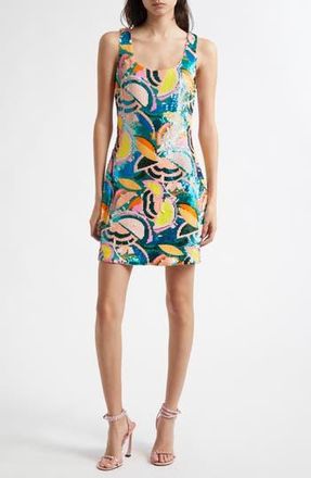 Ramy Brook Miller Tropical Sequin Minidress in Royale Blue Sequin at Nordstrom Rack, Size 00