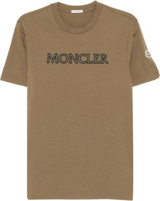 Moncler Logo Cotton Jersey T-shirt - Heren - T-shirts - Bruin - XL - Katoen - Tops