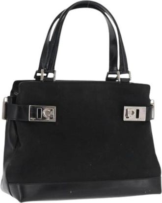 Ferragamo Pre-owned Handbags, female, Black, Size: ONE SIZE Pre-owned Canvas Handbag