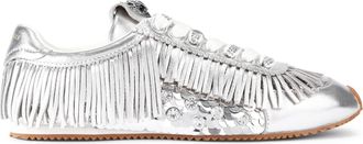 Kurt Geiger Womens Leather Islington Fringe Sneaker Sneakers - Silver - Size UK 3