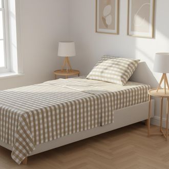 KASANOVA Completo letto singolo quadretti beige