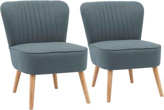 Oviala Lote de 2 sillones estilo crapaud en tela azul oscuro