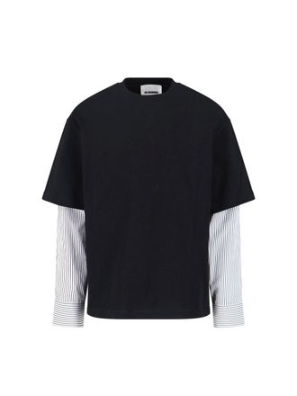Jil Sander Black Layered Striped Long-Sleeve T-Shirt