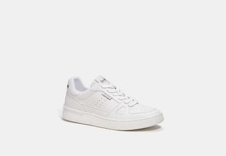 Coach Womens Clip Court Low Top Sneaker in White, Size 8.5 | Leather