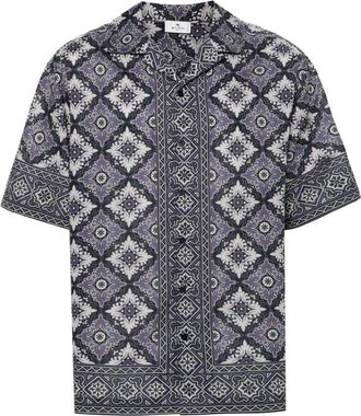 Etro abstract-print cotton shirt - men - Cotton - S - Purple