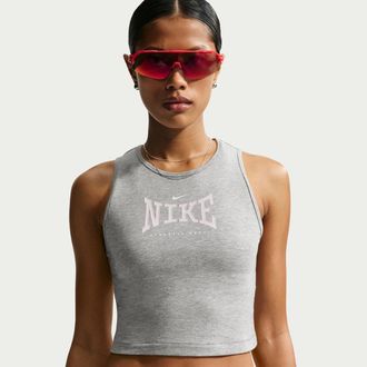 Nike Womens Nike Sportswear Tight Cropped Tank Top in Grey | IR8969-063