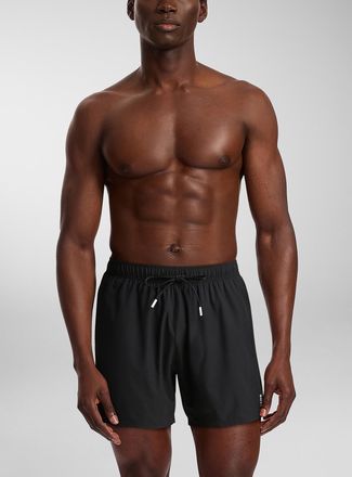 BOSS Mens Three-stripe black swim trunk