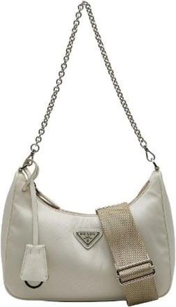 Prada Pre-owned Shoulder Bags, female, White, Size: ONE SIZE Pre-owned Vintage Nylon Shoulder Bag