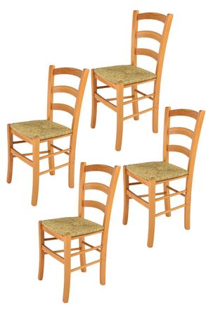 Tommychairs Tommychairs 4 Sillas Venice En Haya Color Miel Y Asiento En Paja