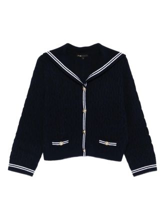 Maje cable-knit sailor-collar cardigan - women - Wool - 2 - Blue