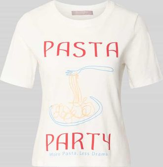 Christian Berg T-Shirt mit Motiv-Print und Rundhalsausschnitt in Ecru, Gr&ouml;&szlig;e 36