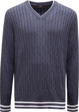 PESERICO 69 Maglione Cotton Sweater - Heren - V-hals truien - Blauw - 2XL - Katoen - Truien & Vesten