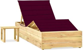 vidaXL Tumbona De Jard&iacute;n Con Mesa Y Coj&iacute;n De Madera De Pino Impregnada Vidaxl