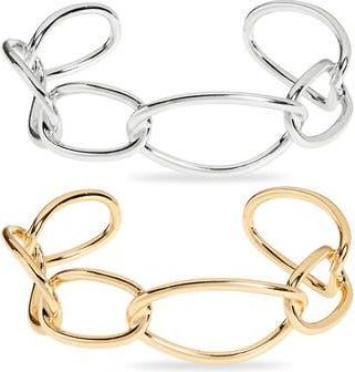 Tasha Set of 2 Link Cuff Bracelets in Gold/silver at Nordstrom Rack