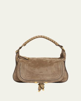 Chlo&eacute; Marcie Medium Saddle Shoulder Bag in Suede