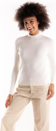 Hinnominate Geribbelde trui met strass - Dames - Coltruien - Beige - M - Truien & Vesten