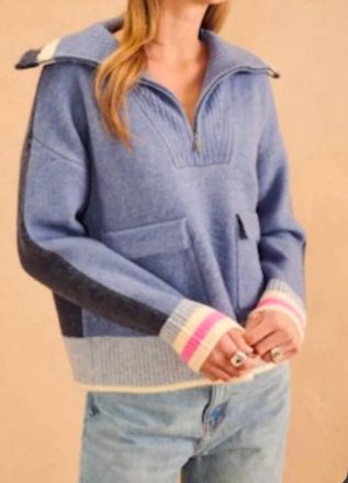 John & Jenn Kenny Half Zip Sweater In Varsity Melange