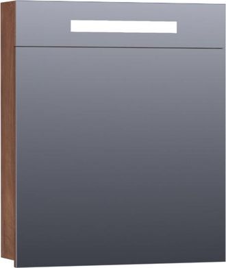 Marcel Breuer Promise spiegelkast - 60x70x15cm -- met directe verlichting 1 rechtsdraaiende enkelzijdige spiegeldeur Forest Cacao
