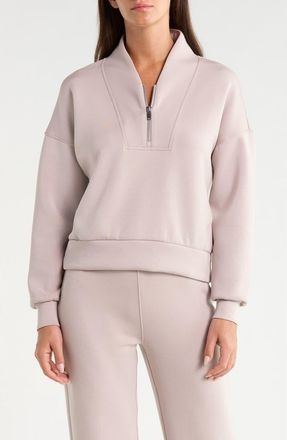 Spanx AirEssentials Shawl Collar Quarter Zip Sweatshirt in Mushroom at Nordstrom, Size X-Large