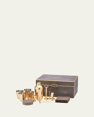 Aerin Classic Faux Shagreen Bar Set, Chocolate