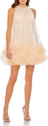 Mac Duggal Halter Neck Flowy Petal A Line Mini Dress in Peach at Nordstrom, Size 4