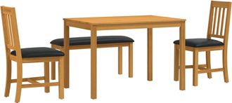 vidaXL Conjunto De Comedor 4 Uds. Negro Madera De Roble S&oacute;lido Vidaxl