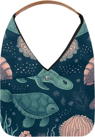 Generic Underwater World Animals Reusable Lightweight Grocery Bags - Foldable Into Compact Pouch, Washable & Sturdy, Multipurpose for Shopping and Travel