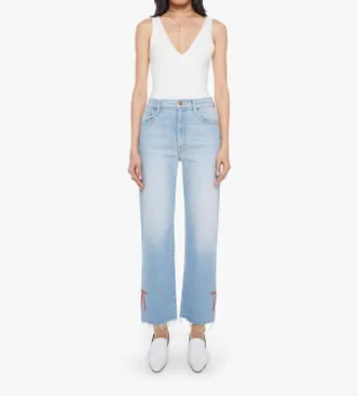 Mother Rambler Zip Slice Hover Fray Jean In Complete 360