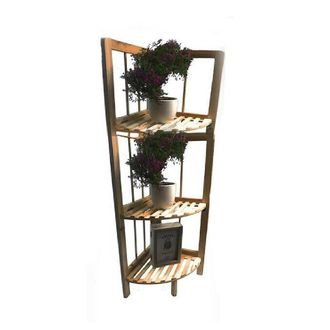 Trade Shop Trade Shop Traesio - Scaffale Angolare 3 Ripiani Legno X Decoupage Mensola Richiudibile Porta Piante
