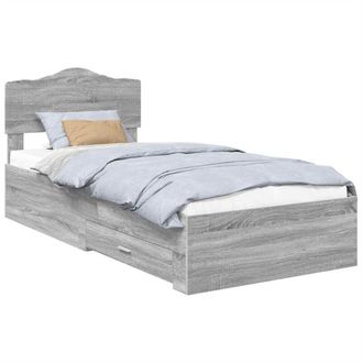 vidaXL Estructura De Cama Gris Sonoma 90 X 190 Cm Madera De Ingenier&iacute;a Vidaxl