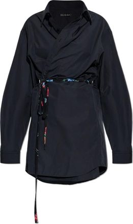 Balenciaga Shirt Dresses, female, Blue, Size: 2XS Waist-belted Dress