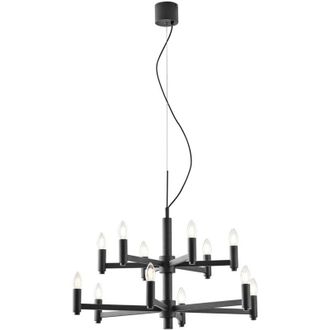 Fan Europe Lampadario a sospensione karol in metallo grigio a dodici luci