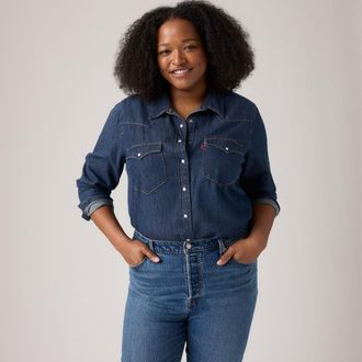 Levi's Essential Western Shirt (Plus Size) - Womens - 1X - Blue