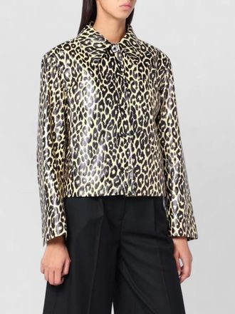 Jil Sander leopard print coated single breasted coat