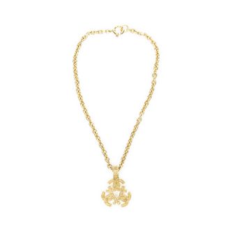 Chanel Pre-owned Womens Triple CC Pendant Chain Necklace - Gold - One Size